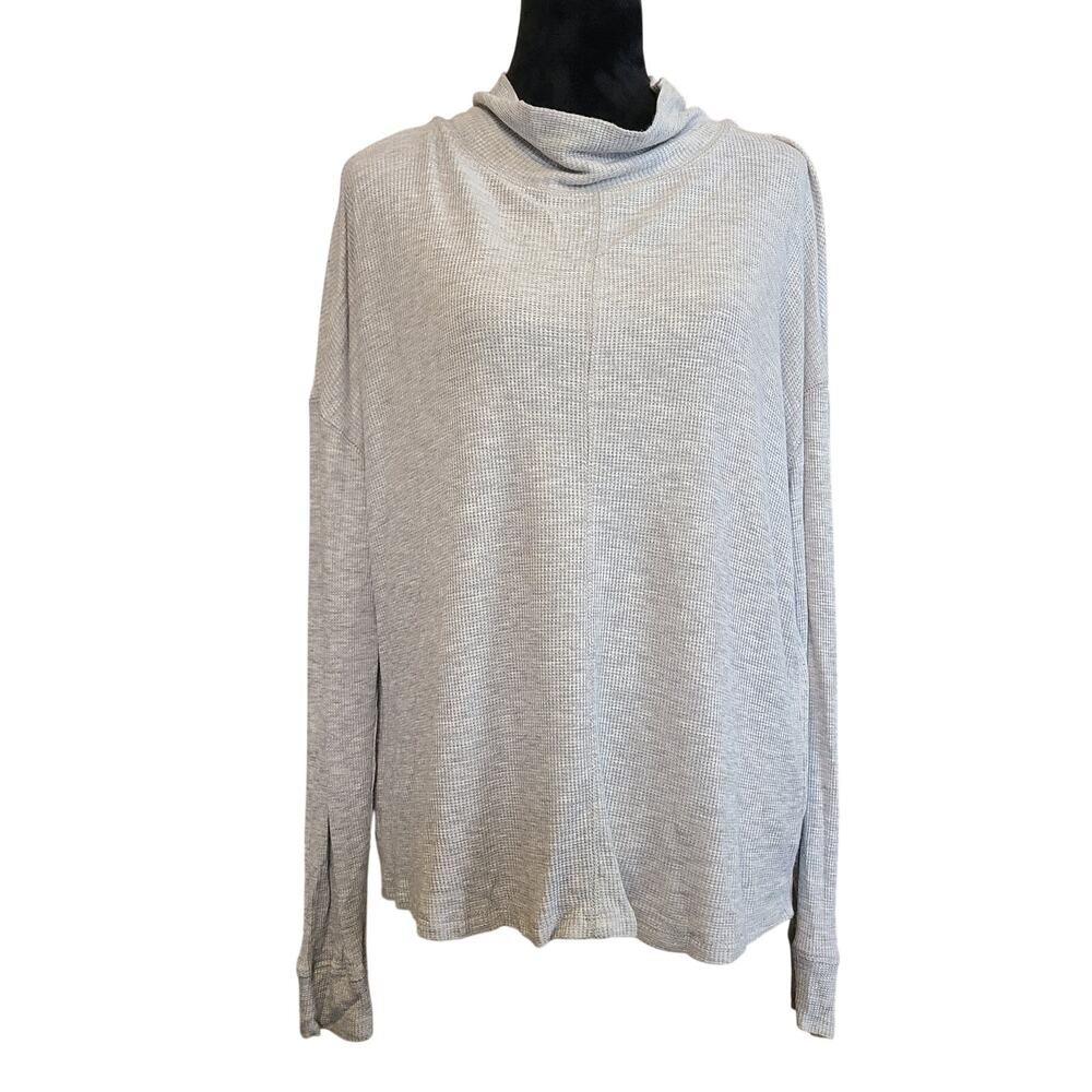 Sanctuary Waffle Knit Thermal Shirt Womens Oversized Flowy Top Size M Gray Basic